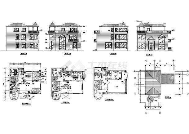 某现代经典别墅建筑方案设计详细施工cad图纸