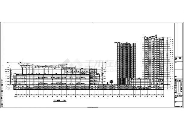 本工程为上海长风某二十层会展中心建筑施工cad图纸(含办公楼,72张