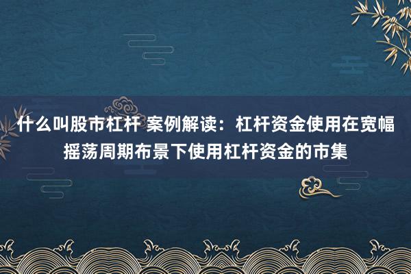 什么叫股市杠杆 案例解读：杠杆资金使用在宽幅摇荡周期布景下使用杠杆资金的市集